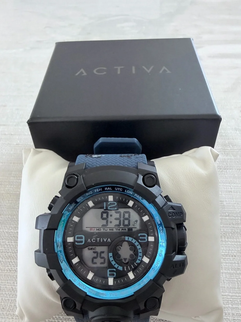 Activa  Men’s Black Watch with Blue Camouflage Strap